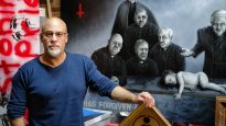 Artist Adam James K in his studio in the Blue Mountains, west of Sydney